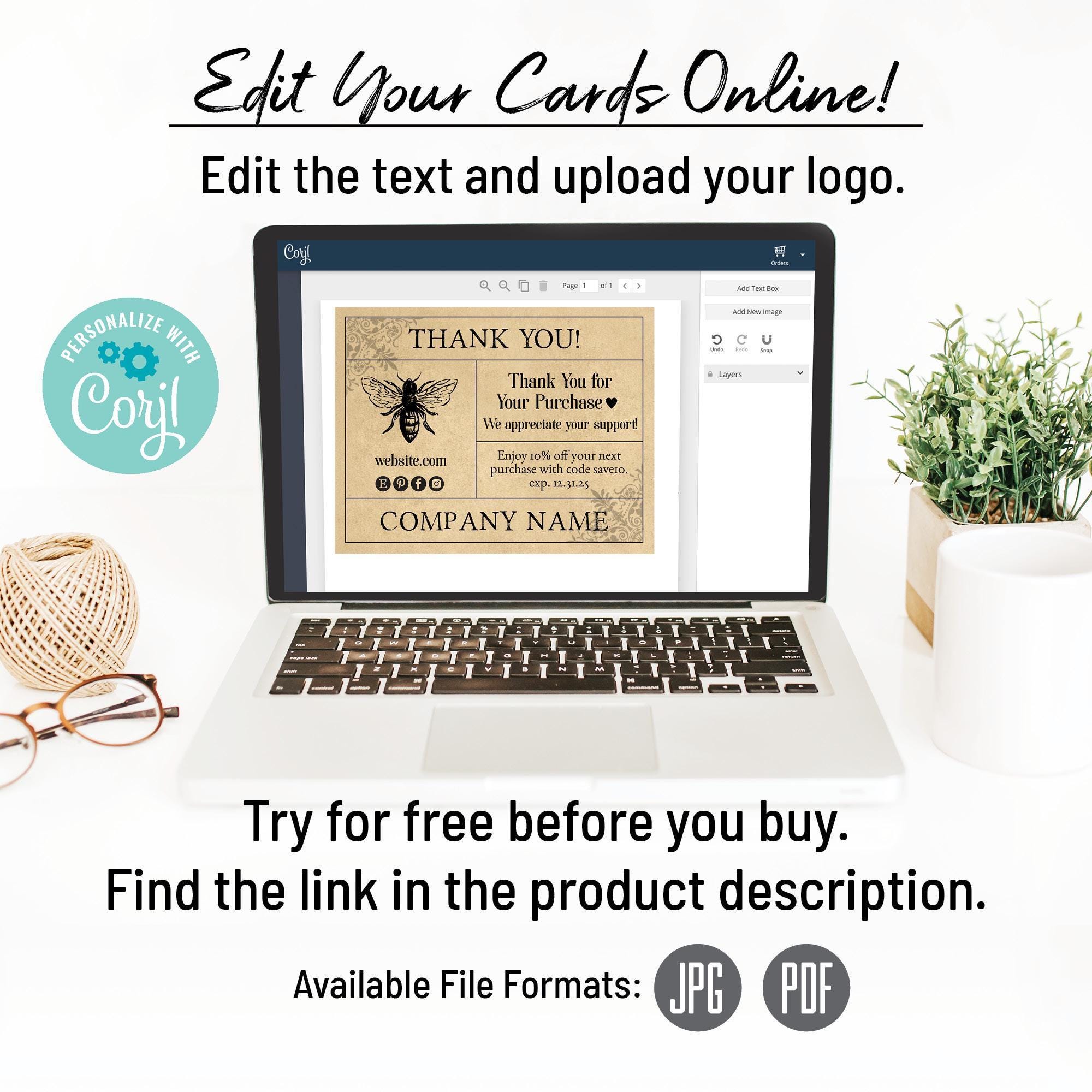 Editable Small Business Thank You Cards + Business Card Template Set ...