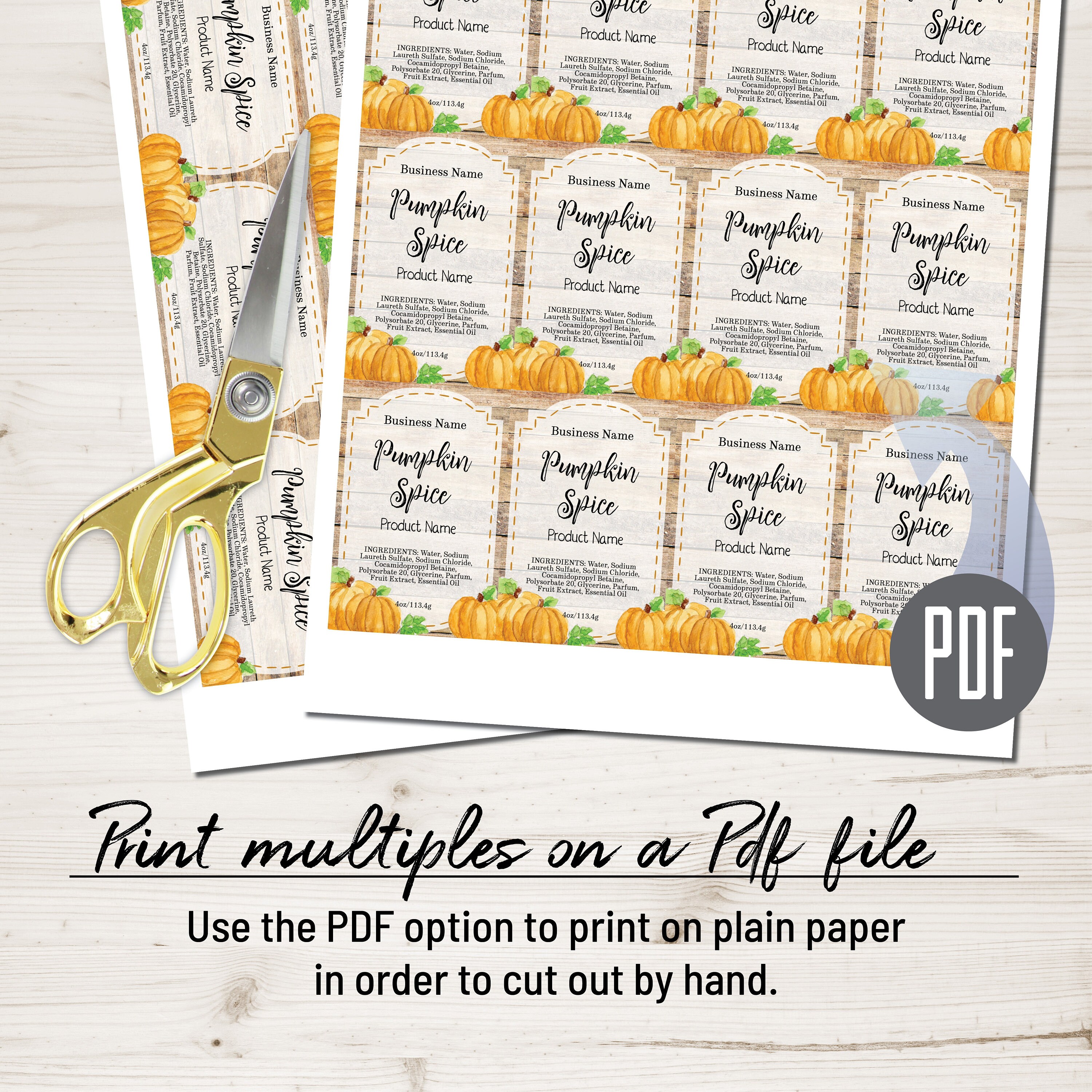 Pumpkin Label Editable Template. Customize Online. Download &amp; | Etsy