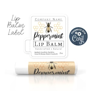 Modèle d'étiquette de baume à lèvres vintage, design épuré et simple. Papier kraft nid d'abeille. Modifiez en ligne, téléchargez, imprimez. Etiquettes pour tubes de baume à lèvres