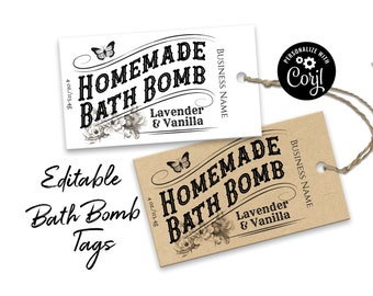 Bath Bomb Label Editable Printable Tag Template for Bath - Etsy