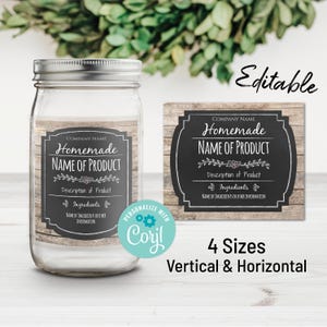 Chalkboard Farmhouse Produktetikett Vorlage. Etiketten für Einmachgläser, Einmachgläser, Konservengläser, Wachsmelts, Lebensmittel, Sticker. Online bearbeiten, herunterladen und drucken.