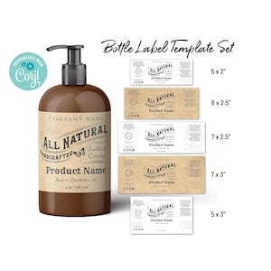 Label Template 2, 4, 8 & 12 oz Bottles, Customize, Download, Print. Kraft Paper Cosmetic Wrap Around Labels for Mason Jars, Amber Bottles.