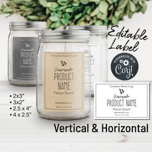 Natürliche und raffinierte Produktetikettenvorlage. Etiketten für Einmachgläser, Einmachgläser, Einmachgläser, Konservengläser, Wachs schmelzen. Online bearbeiten, herunterladen + drucken