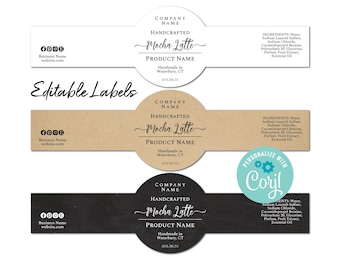 Wrap Around Labels for Soap, Candles, Jars, Bottles. Editable Template. Personalize Online, Download and Print. OL1103 Sticker. Soap Labels.