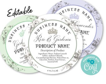 Vintage Mercantile Circle Label Template, Custom Digital Product Sticker Template. Edit Online, Download & Print. Labels for Jars, Candles.