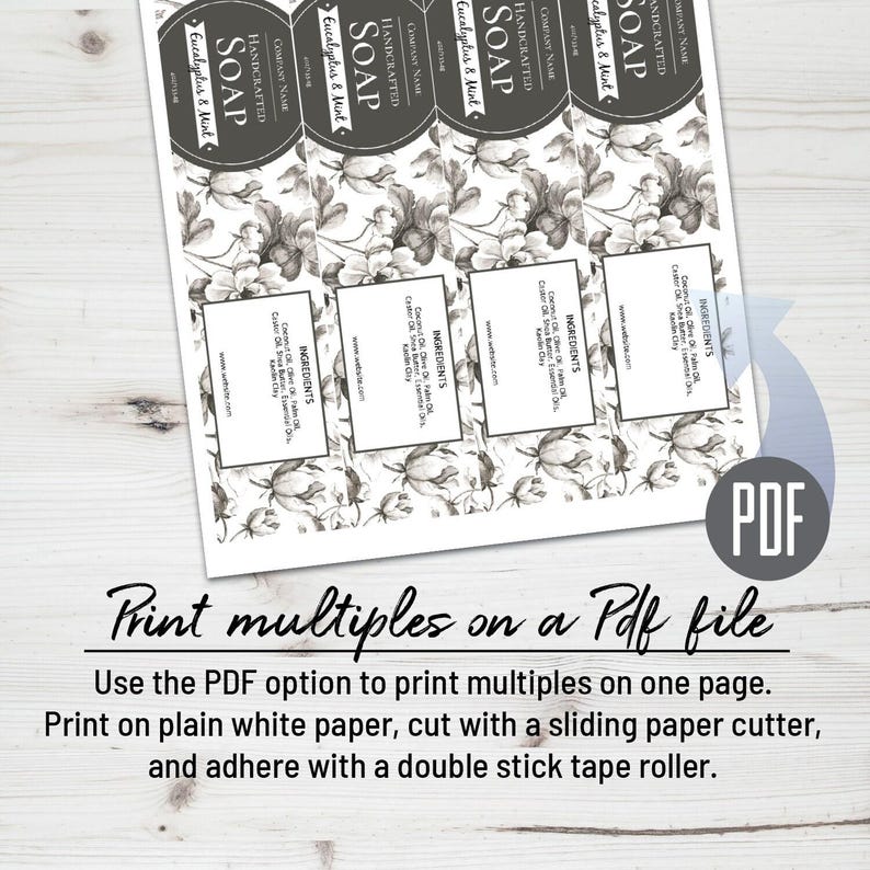 Soap Label - Etched Flowers Editable Soap Template. Cigar Band Soap Packaging. Wrap Around Labels. Personalize Online, Download & Print. image 9