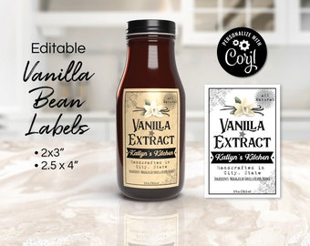 Homemade Vanilla Label, Vanilla Extract Label Template, Vanilla Labels for Jars, Candles, Room Spray, Spices. Edit Online, Download & Print.