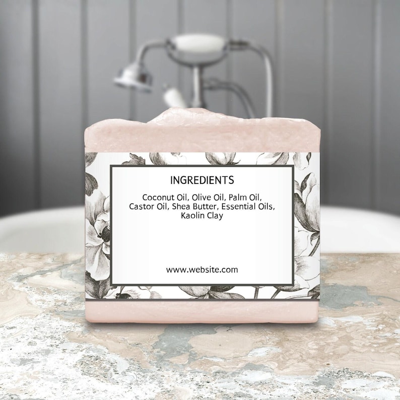Soap Label - Etched Flowers Editable Soap Template. Cigar Band Soap Packaging. Wrap Around Labels. Personalize Online, Download & Print. image 3