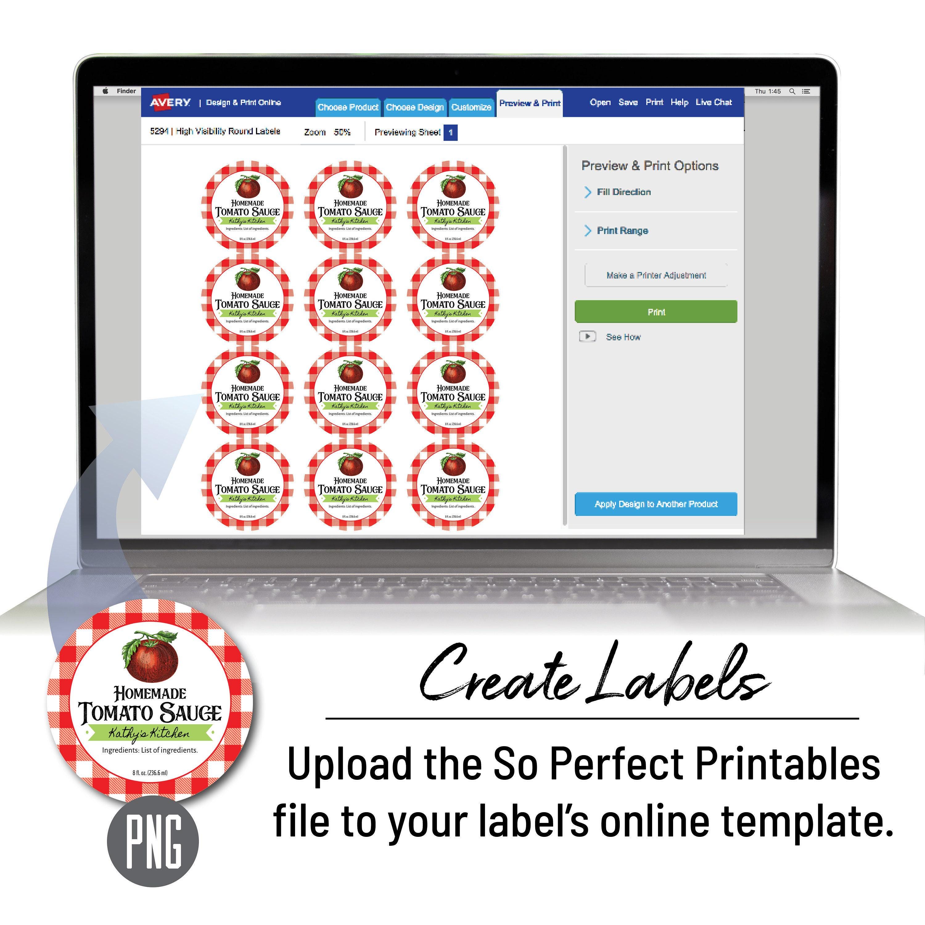 Tomato, Pizza, Spaghetti Sauce Label, Editable Label Template, Custom ...