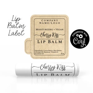 Editable Lip Balm Label Template - Simply Natural Design. Personalize, Customize Online, Download & Print. Lip Gloss Label, Chapstick Label.