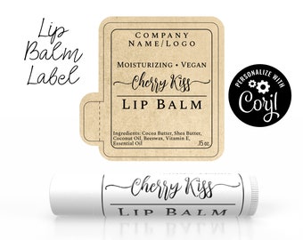 Editable Lip Balm Label Template - Simply Natural Design. Personalize, Customize Online, Download & Print. Lip Gloss Label, Chapstick Label.