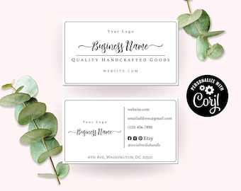 Business Card Template, Simply Natural Small Business Card Design. Kraft Printable Business, Company Cards. Edit Online, Download + Print.