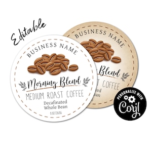 Coffee Bean Label Template. Coffee Bag Label. Sticker Product Template. Edit Online, Download & Print. Labels for Jars, Coffee Bags, Pouches