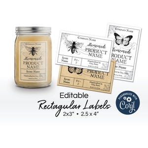 Editable Apothecary Bee & Butterfly Product Label Template. Sticker Packaging for Wax Melts, Jars, Honey. Edit Online, Download + Print.