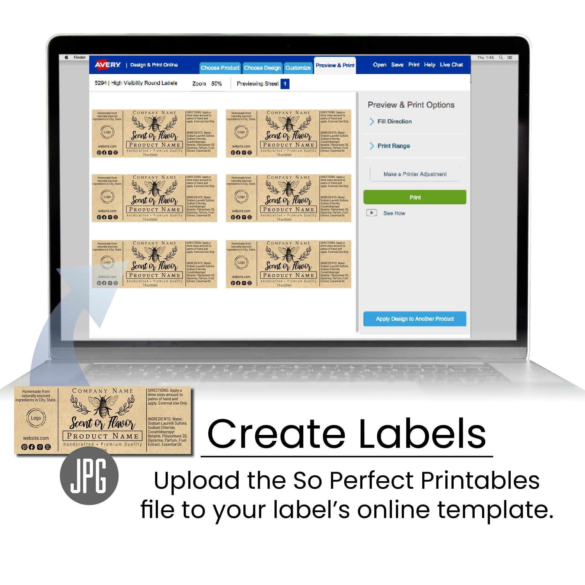 Editable Bottle Label Template, Clean & Simple Honey Bee Design ...