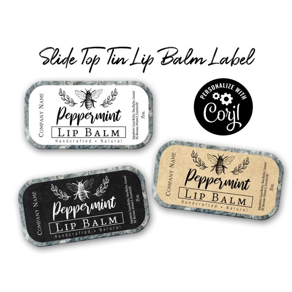 Slide Top Tin Container Lip Balm Label Sticker Template. Clean and Simple Bee. Lip Balm or Gloss Tin Label. Edit online, Download & Print.