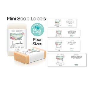 Modello per etichetta mini per sapone. Esempio di etichetta per sapone per ospiti e hotel con design floreale a vasca da bagno. Etichetta avvolgente stampabile. Modifica online e poi scarica.