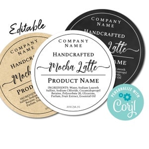 Editable Circle Label Template. Edit Online, Download & Print. Simply Natural Sticker Homemade Product Ingredient Labels for Jars, Candles.