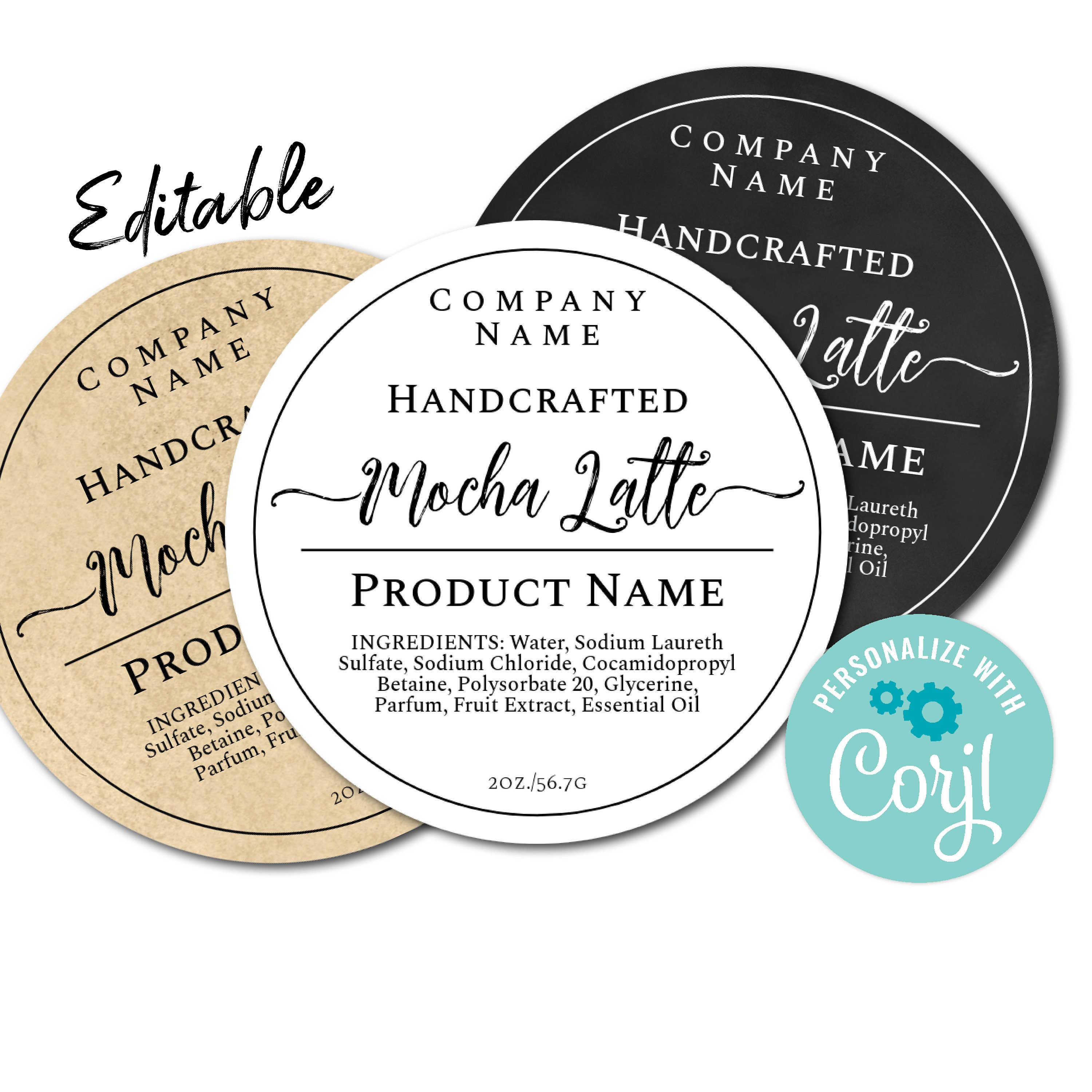 Editable Circle Label Simply Natural Sticker Template Etsy