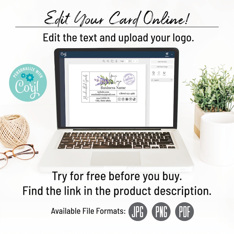 Business Card Template, Garden Stamp Small Business Card, Kraft Design. Printable Business, Company Cards. Edit Online, Download + Print. image 2