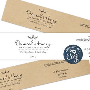 Soap Labels, Editable Soap Template for Large and Small Soaps. Printable Custom Wrap Around Label. Personalize Online, Download & Print.