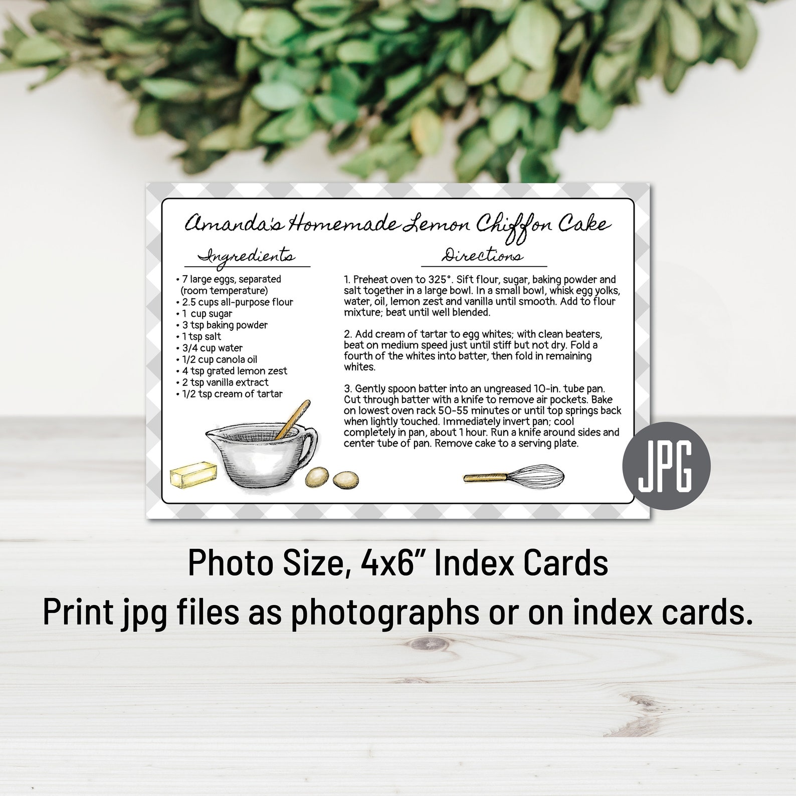 Recipe Card Template 4x6 Printable Recipe Cards for Baking Etsy