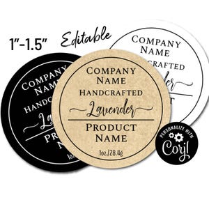 Mini 1&quot;-1.5&quot; Editable Circle Label. Simply Natural Sticker Template. Edit Product Label Template Online, Download & Print. Labels for Jars.