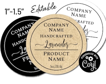 Mini 1"-1.5" Editable Circle Label. Simply Natural Sticker Template. Edit Product Label Template Online, Download & Print. Labels for Jars.