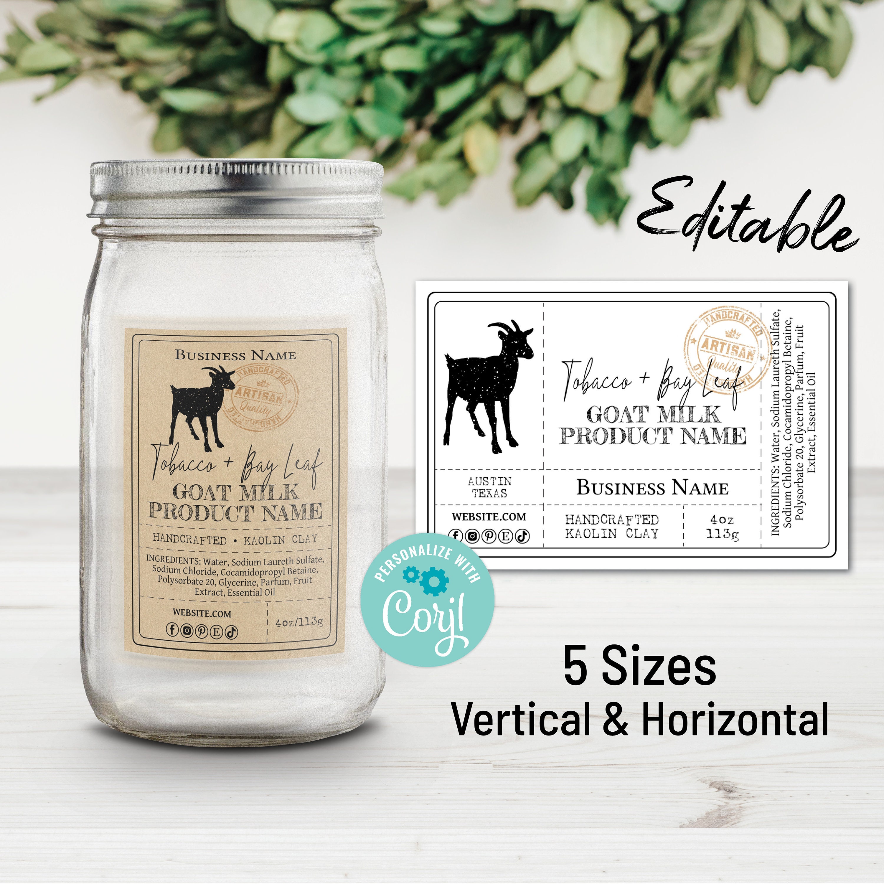 Product Label Template Custom Goat Milk Label Edit Online Etsy Australia
