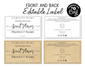 Ingredient Label Template. Front & Back Product Labels. Edit Online, Download, Print. Simply Natural Design. Printable Labels for Jars, Soap