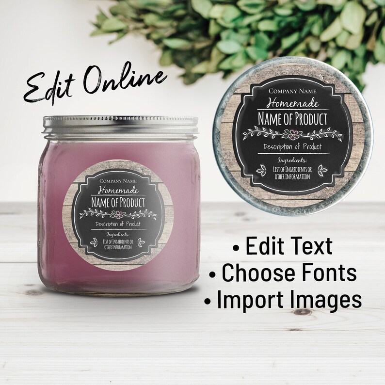 Chalkboard Farmhouse Circle Label. Round Product Label Etsy