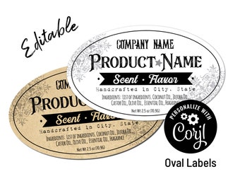 Editable Oval Labels for Jars, Bottles, Tins, Homemade Products, Canning Labels. Sticker Label Custom Template. Edit Online, Download Print.