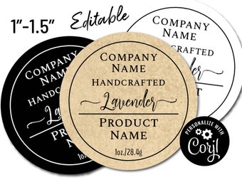 Mini 1"-1.5" Editable Circle Label. Simply Natural Sticker Template. Edit Product Label Template Online, Download & Print. Labels for Jars.