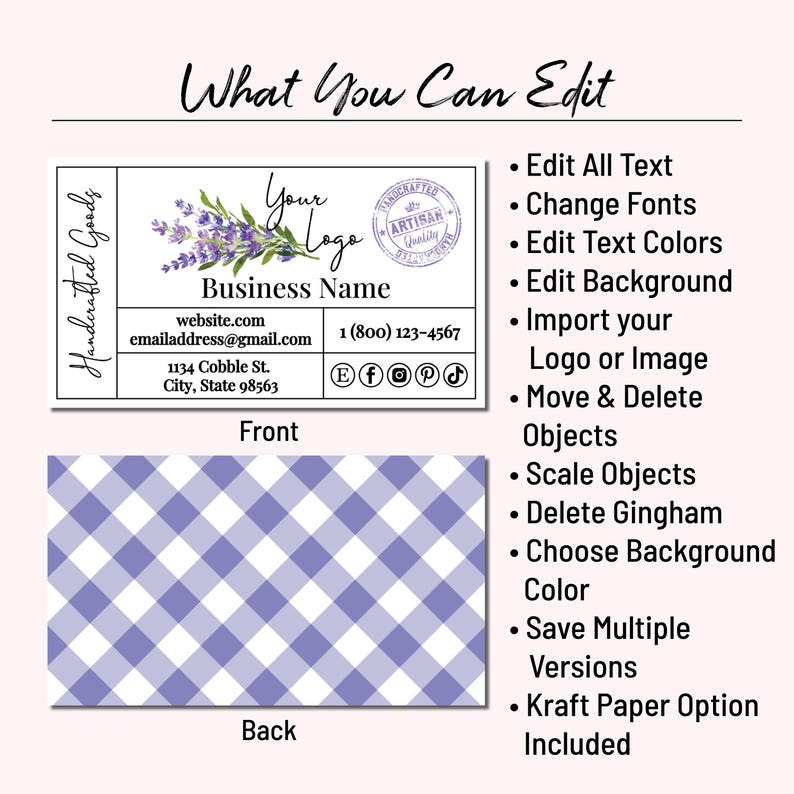 Business Card Template, Garden Stamp Small Business Card, Kraft Design. Printable Business, Company Cards. Edit Online, Download + Print. image 4