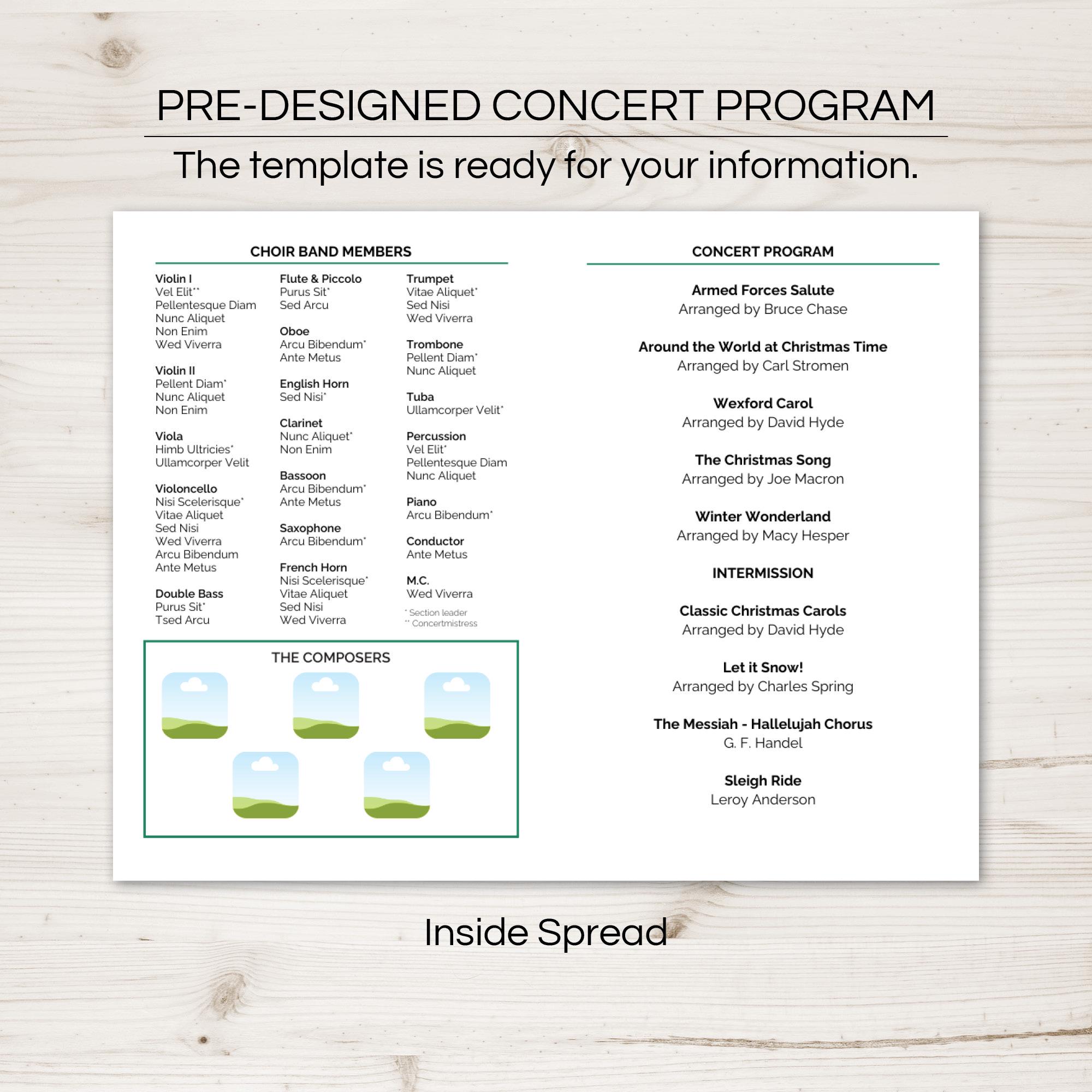 Band Christmas Concert Program Template Hq Printable Documents