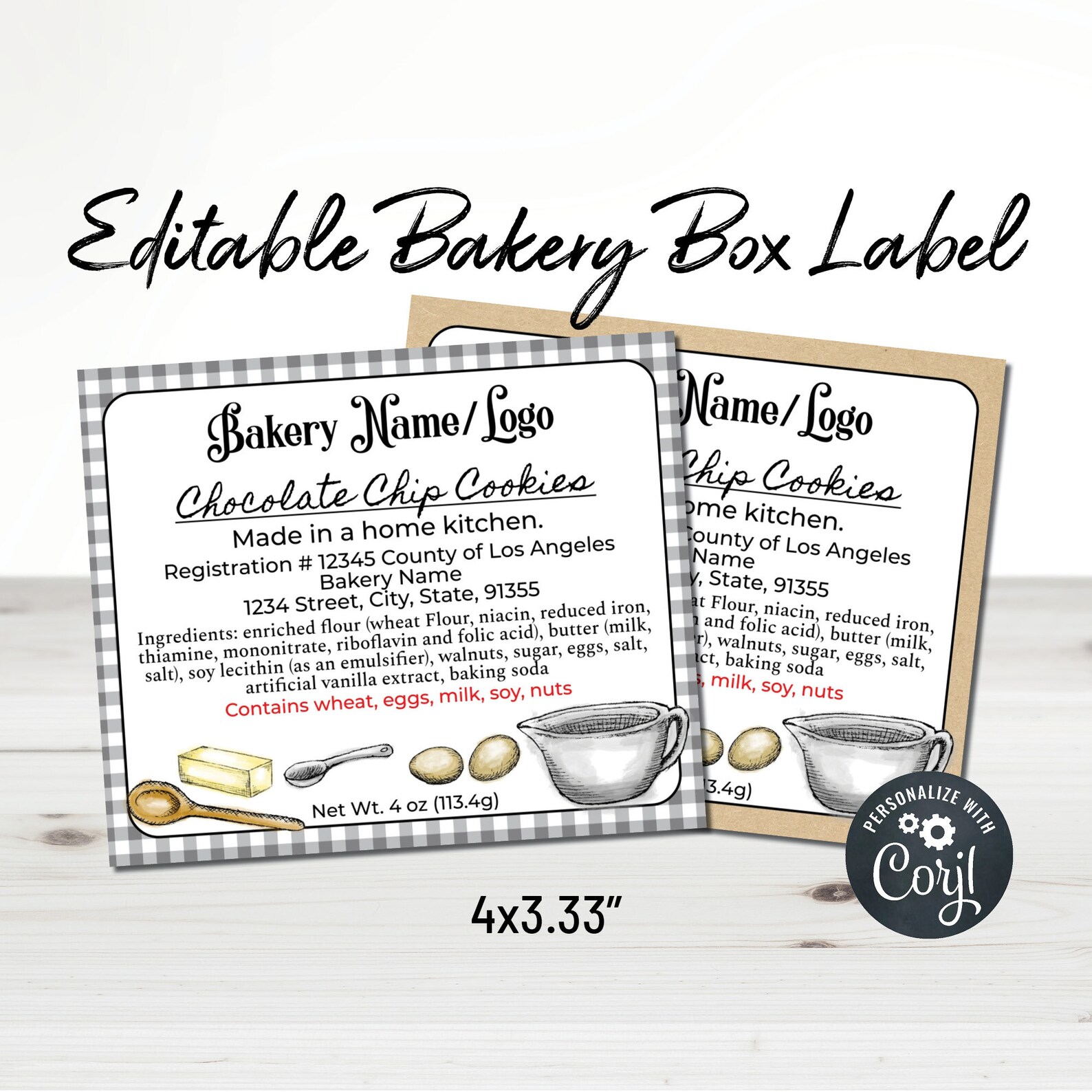 Cottage Law Bakery Food Label Home Bakery Box Label Etsy