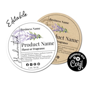 Rond label voor potten, kaarsen. Cirkelstickersjabloon voor zelfgemaakte, handgemaakte producten. Tuinstempel. Online bewerken, downloaden, afdrukbaar.