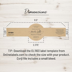 Wrap Around Labels for Soap, Candles, Jars, Bottles. Editable Template. Personalize Online, Download and Print. OL1103 Sticker. Soap Labels. image 6