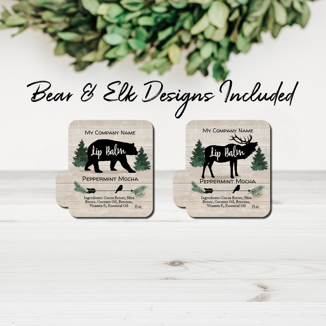 Editable Lip Balm Label Template Silhouette Bear and Elk. | Etsy