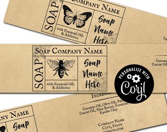 Butterfly Honey Bee Apothecary Soap Label On Kraft Paper Etsy