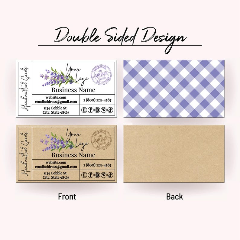 Business Card Template, Garden Stamp Small Business Card, Kraft Design. Printable Business, Company Cards. Edit Online, Download + Print. image 3