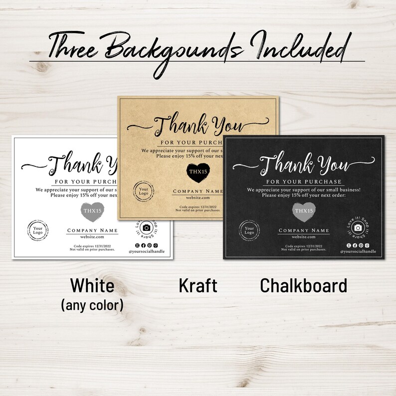 Business Thank You For Your Order Card Template. Postcard + Business Card Size. Personalized Purchase Insert Cards, Simply Natural Design. image 4