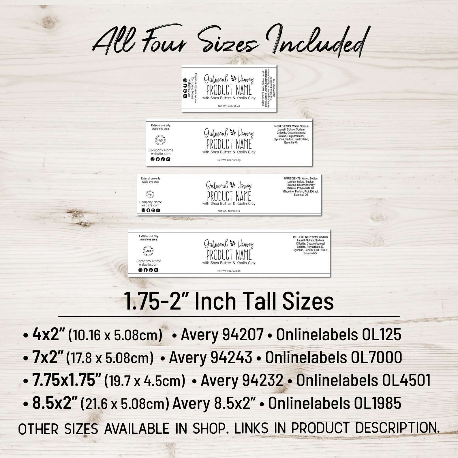 Wrap Around Label Template for Jars 2 4 6 8oz Jar Label Etsy