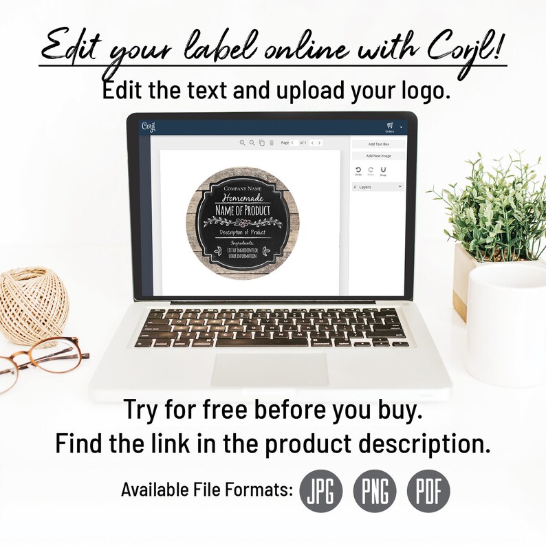 Chalkboard Farmhouse Circle Label. Round Product Label Etsy