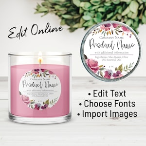 Floral Watercolor Round Label. Edit Product Label Template Online ...