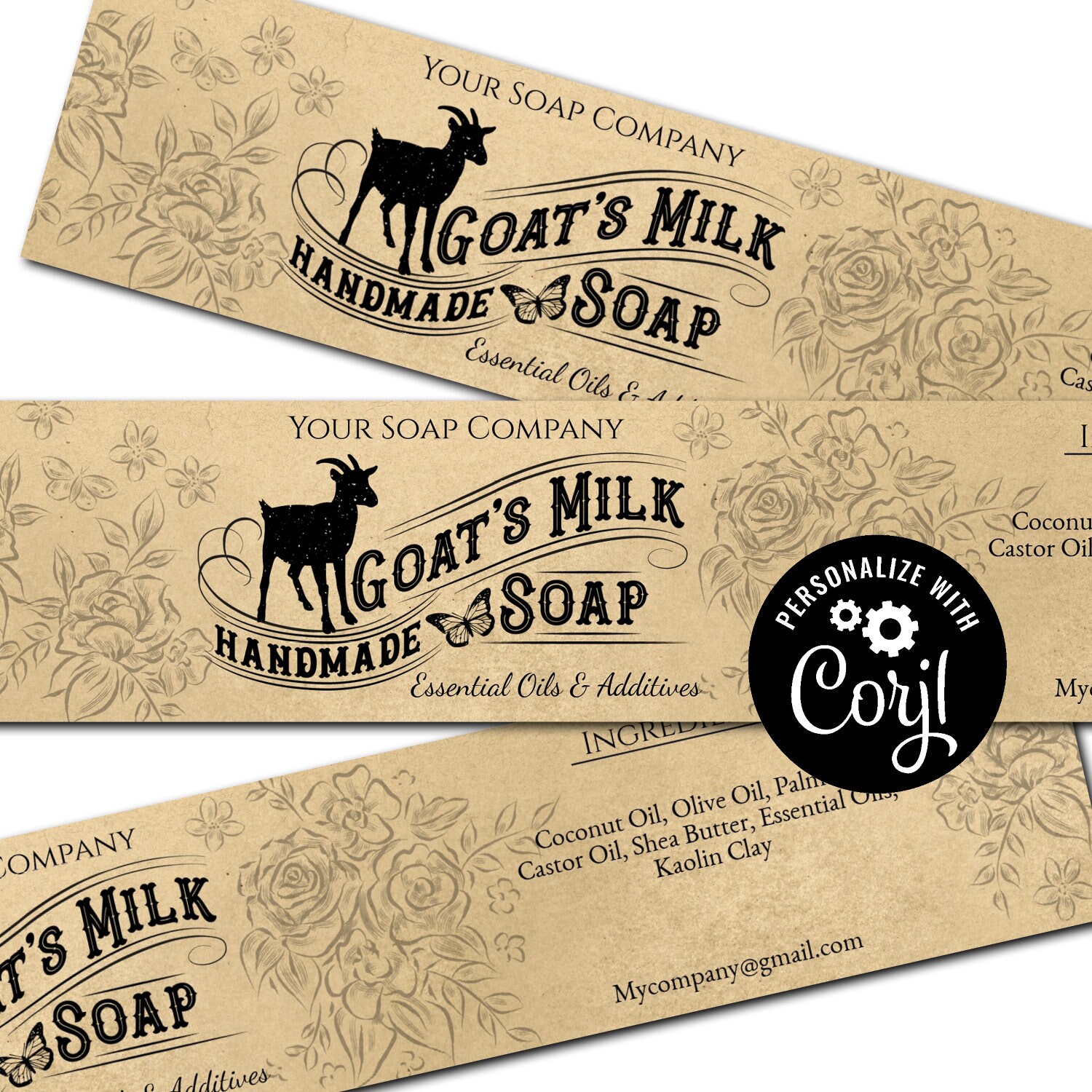 Goat's Milk Handmade Soap Label on Kraft Paper Soap | Etsy