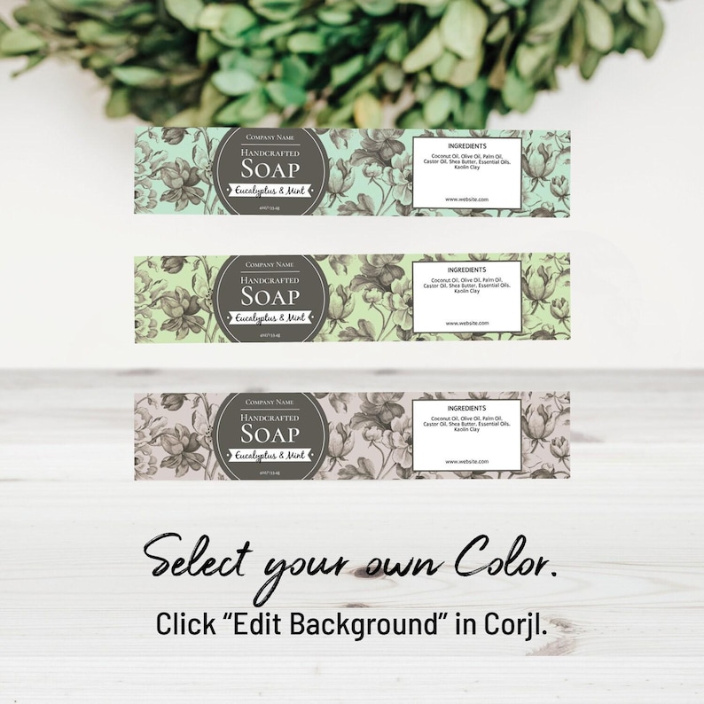 Soap Label - Etched Flowers Editable Soap Template. Cigar Band Soap Packaging. Wrap Around Labels. Personalize Online, Download & Print. image 6