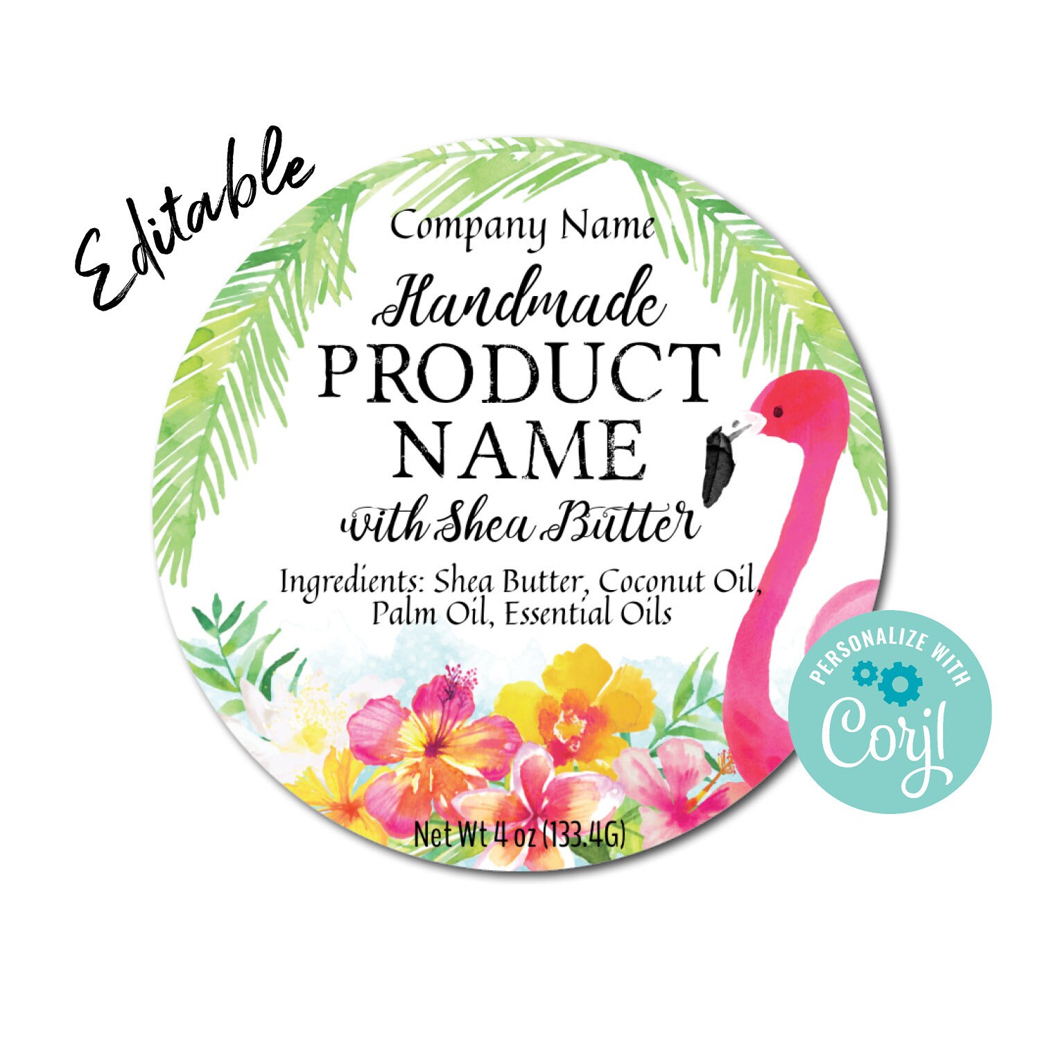 Tropical Beach Editable Product Sticker Label. Customize Online. Download &  Print. Product Label Template for Jars, Candles, Soap, Lotions. 