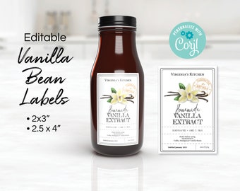 Homemade Vanilla Label, Vanilla Extract Label Template, Vanilla Labels for Jars, Candles, Room Spray, Spices. Edit Online, Download & Print.