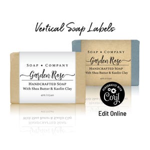 Soap Labels, Editable Soap Label Sticker Template, Vertical Wrap Around Label. &quot;Simply Natural&quot; Design. Personalize Online, Download & Print